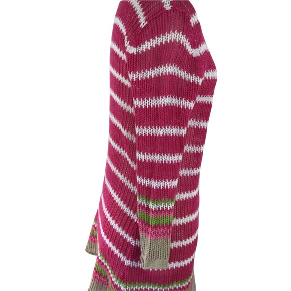Tommy Bahama Loose Knit Pink Striped Sweater, Small - Picture 3 of 6